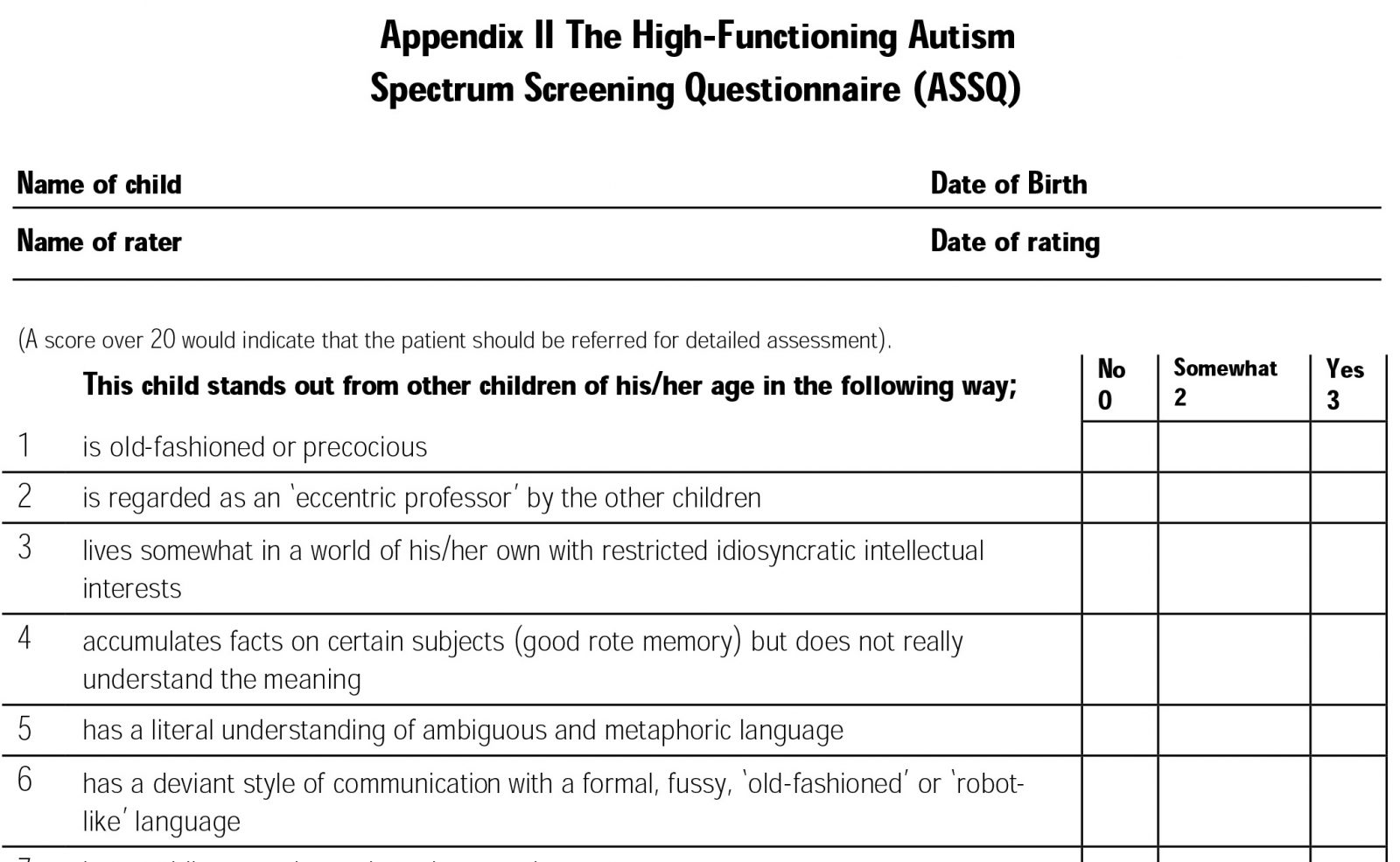 autism screening questionnaire pdf uk